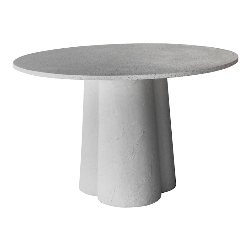 White Round Terrazzo Dining Table, Seats 4