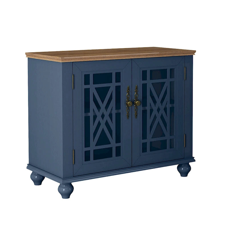 2-Piece Floral Storage Buffet Sideboard Set - 55 & 38 in Width - 55 & 38 in Width
