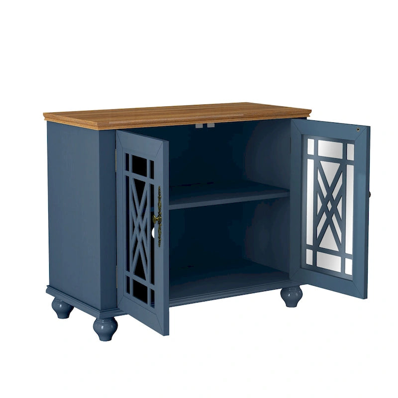 2-Piece Floral Storage Buffet Sideboard Set - 55 & 38 in Width - 55 & 38 in Width