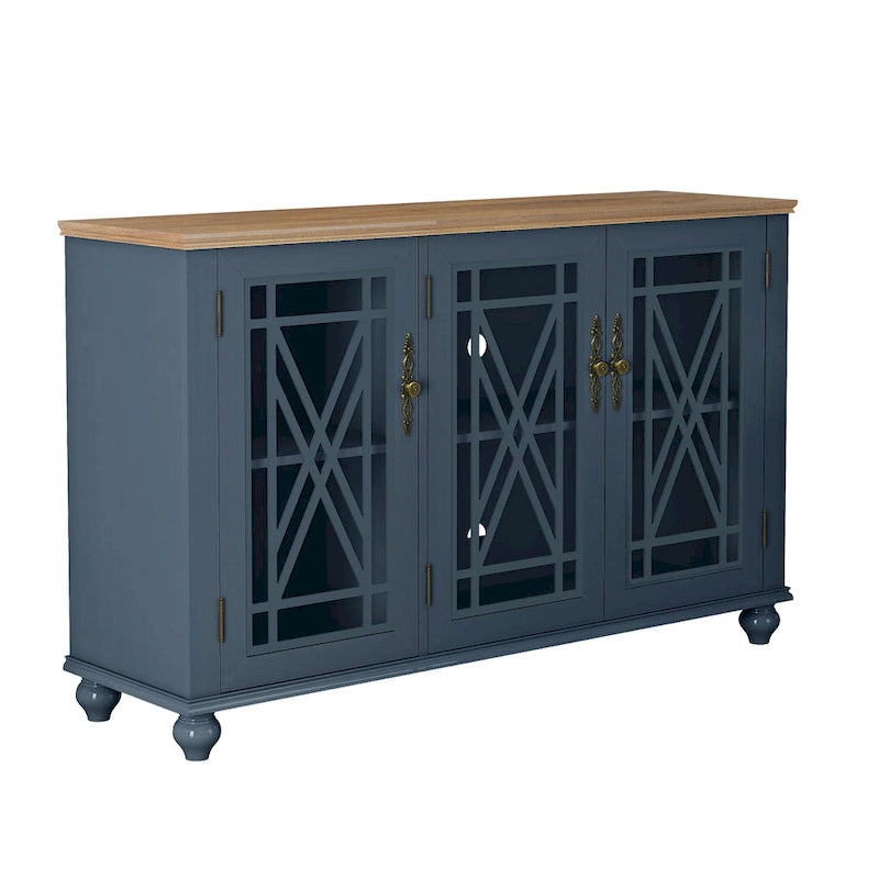 2-Piece Floral Storage Buffet Sideboard Set - 55 & 38 in Width - 55 & 38 in Width