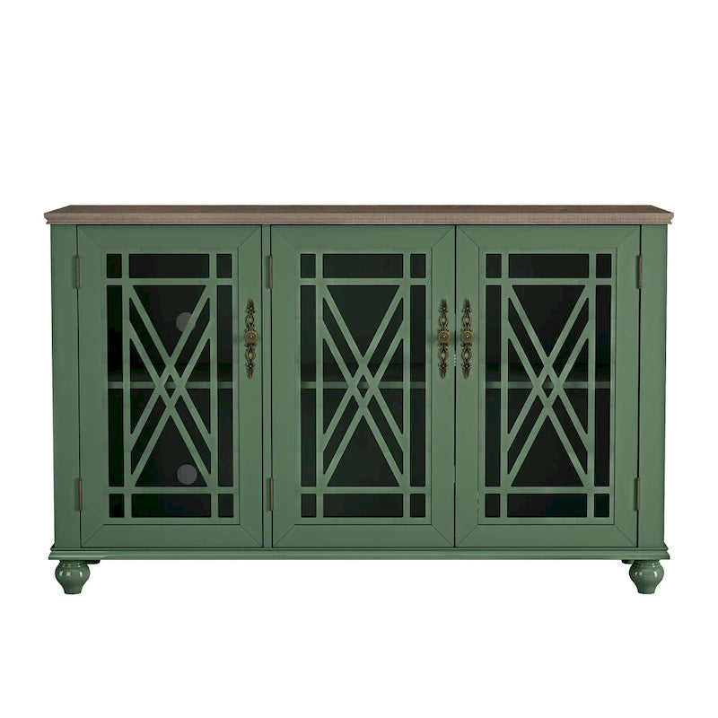 2-Piece Floral Storage Buffet Sideboard Set - 55 & 38 in Width - 55 & 38 in Width