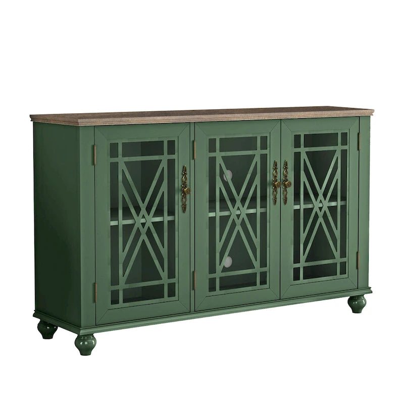2-Piece Floral Storage Buffet Sideboard Set - 55 & 38 in Width - 55 & 38 in Width