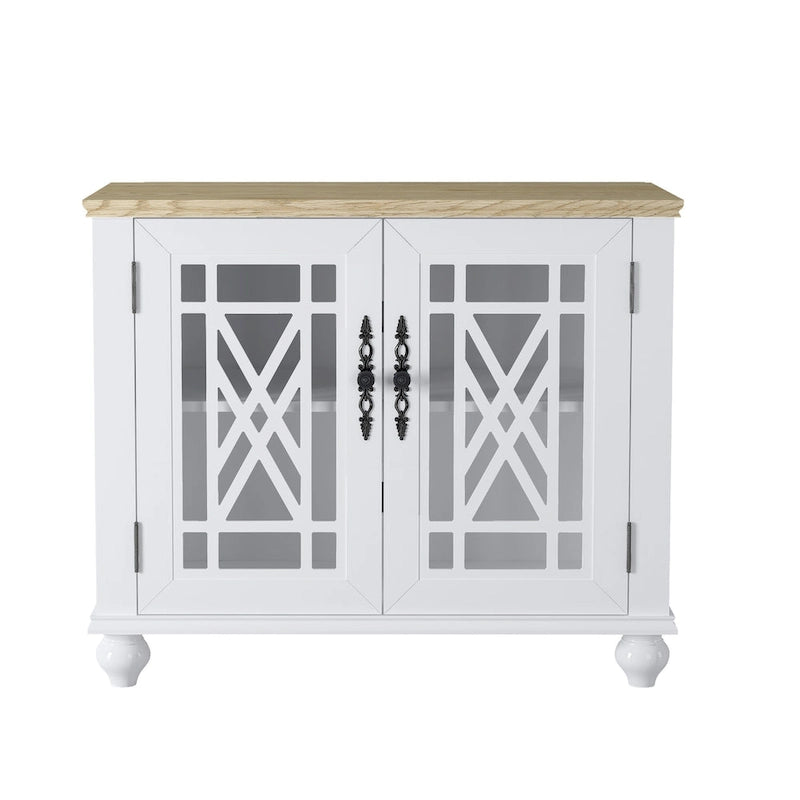 2-Piece Floral Storage Buffet Sideboard Set - 55 & 38 in Width - 55 & 38 in Width