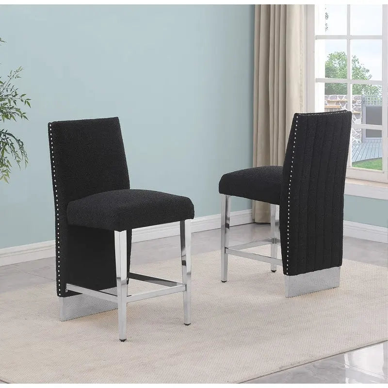 Best Quality Furniture Pleated Chrome Nailhead Trim Chair - N/A