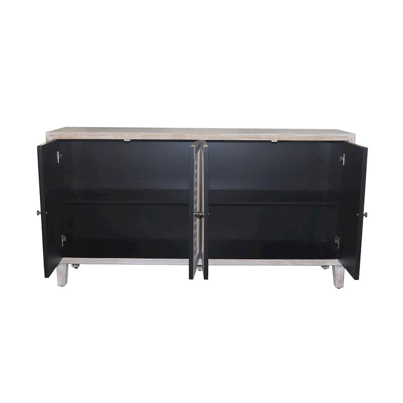 60-in Farmhouse Natural Wood Wash 4 Door Wooden Sideboard Buffet Server Accent Storage Cabinet