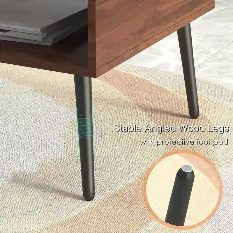 Mid Century Modern Style Cocktail Table TV Stand with Drawer - 41.3D x 21.7W x 17.7H