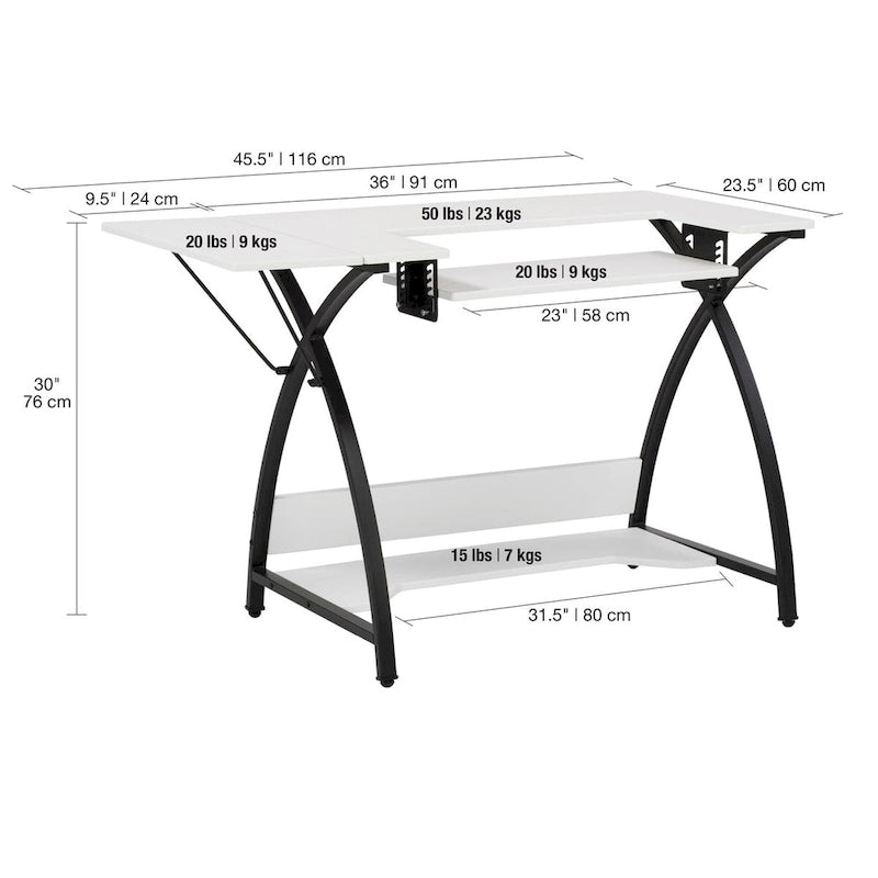 Sew Ready Comet Plus Black Metal Frame MDF Top Craft,Sewing, Office Table