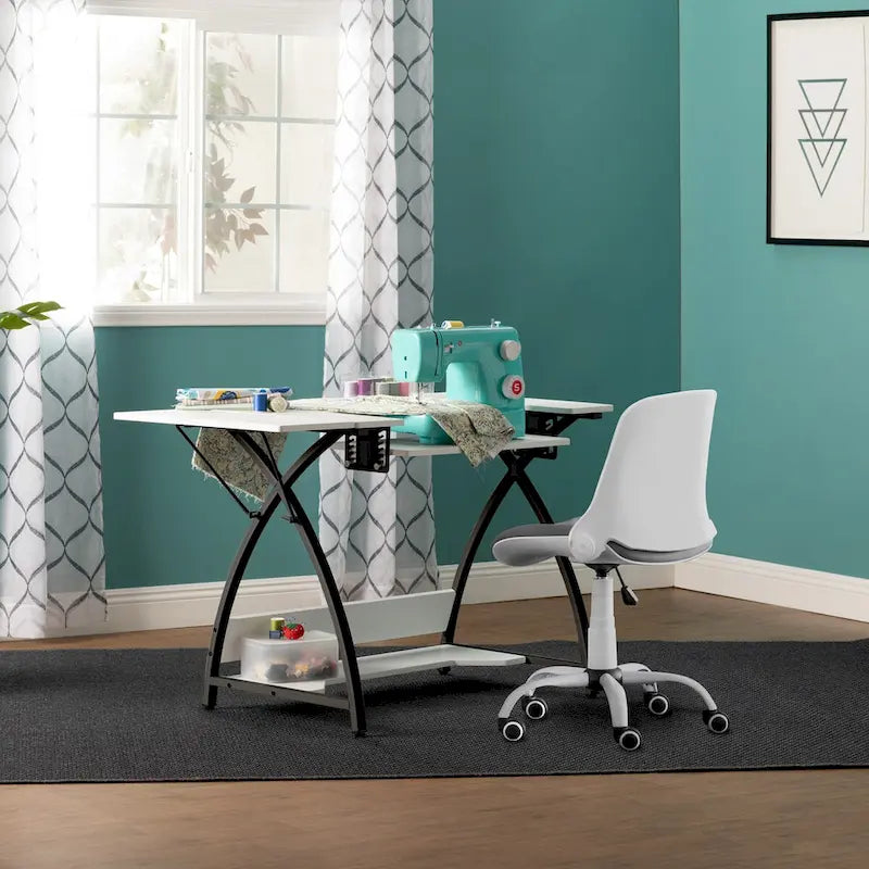 Sew Ready Comet Plus Black Metal Frame MDF Top Craft,Sewing, Office Table