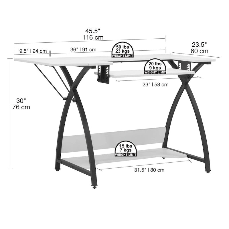Sew Ready Comet Plus Black Metal Frame MDF Top Craft,Sewing, Office Table