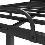Moasis Metal Bed Frame Folding Upholstered Bed Frame with Faux Leather Headboard Two Pillows