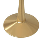 LeisureMod Round Dining Table 40 Sintered Stone Tabletop in Gold Steel Bistro Series