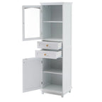 Tall Bathroom Storage Cabinet with Glass Doors