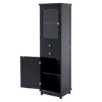 Tall Bathroom Storage Cabinet with Glass Doors